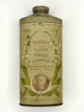 Antique 1906 J.R. Watkins Talcum Powder Tin 25₵ FULL SIZE 5.5” Litho Art Nouveau